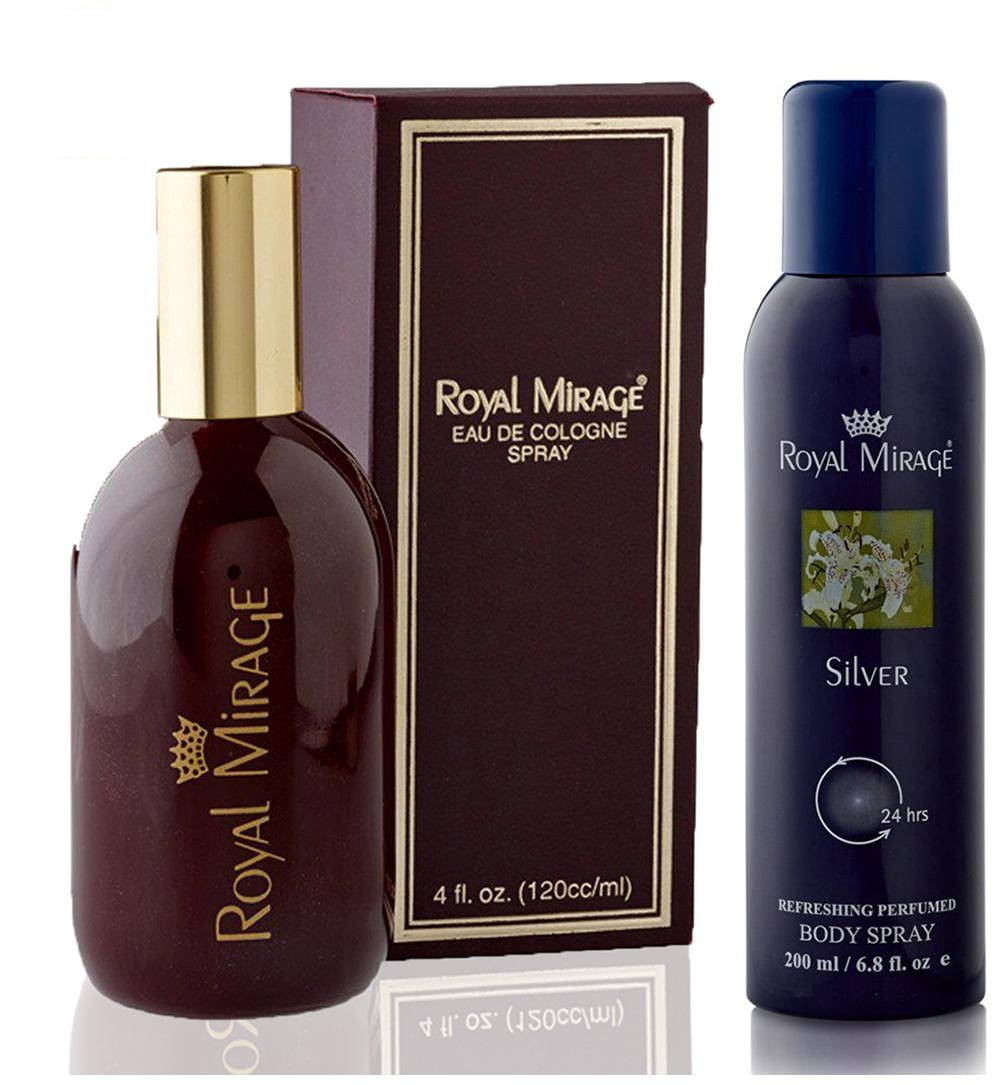 

Royal Mirage Eau De Cologne Original 120ml Body Spray Silver 200ml (Pack of 2)