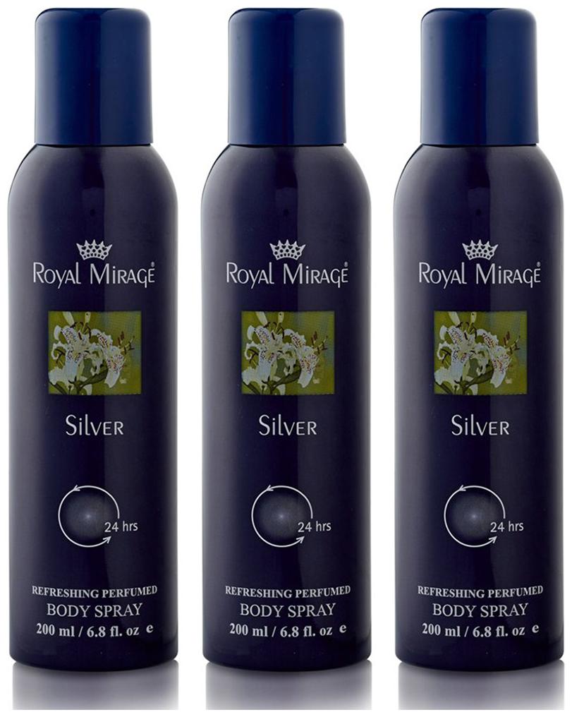 

Royal Mirage Body Spray Silver (200 ml) Pack of 3