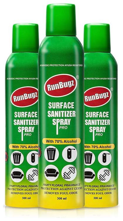 

Runbugz Surface Sanitizer Spray Pro with 70 Alcohol 300 Ml Surface Disinfectant Spray (Pack of 3)