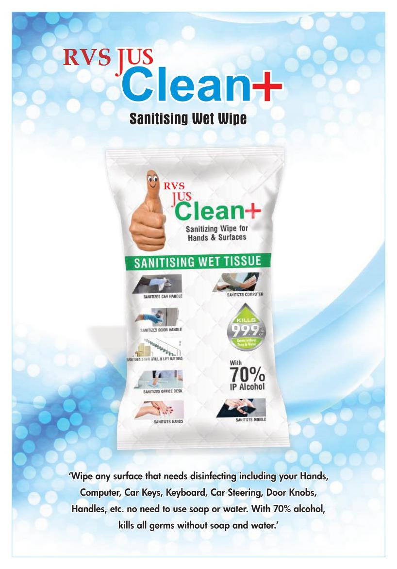 

RVS Disinfecting Sanitizing Wet Tissue for Car Handle Door Handle Stairs Grill Lift Button Office Desk Computer Mobile Hand etc (Single Tissue Pack for more Hygiene) (50 Wipes) (Pack of 1)
