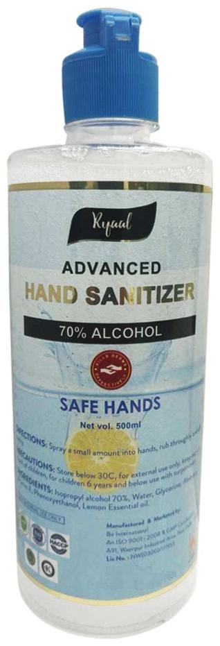 

RYAAL Gel Based hand sanitizer with 70 Alcohol base ( 500 ml )