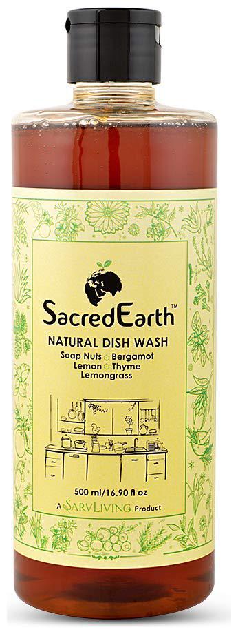 

SacredEarth Natural Dish Wash Liquid - With Soap Nuts Aloe Vera Lemon Mint Lemongrass Thyme Bergamot 500ml