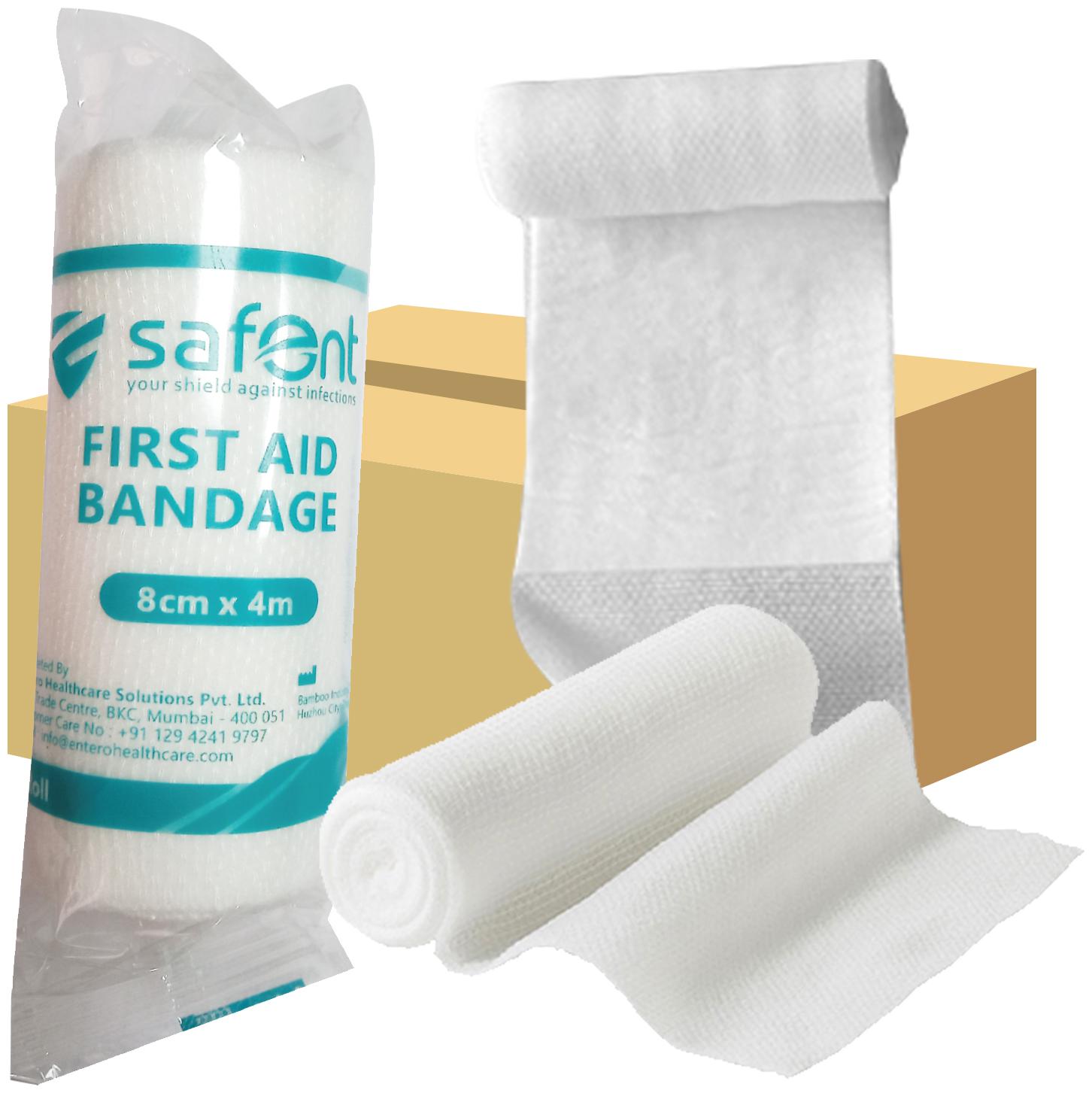 

Safent First Aid Bandage - 3 5 Inch (breadth 8cm x length 400Cm) (Pack Of 8)