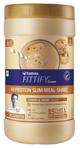 

Saffola FITTIFY Gourmet Hi Protein Slim Meal-Shake - Cookies Cream 12 Servings 420 g