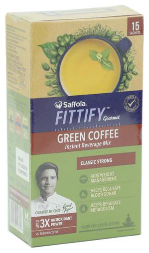 

Saffola Fittify Gourmet Green Coffee Instant Beverage Mix - Classic Strong 15 Teabags