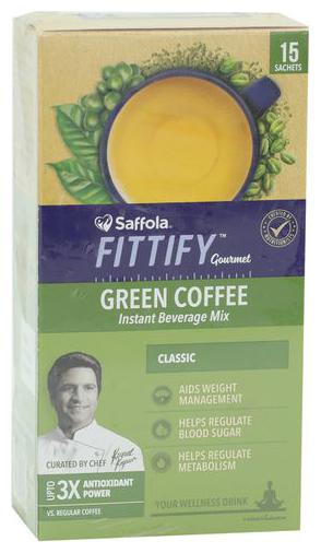 

Saffola Fittify Gourmet Green Coffee Instant Beverage Mix - Classic 15 Teabags
