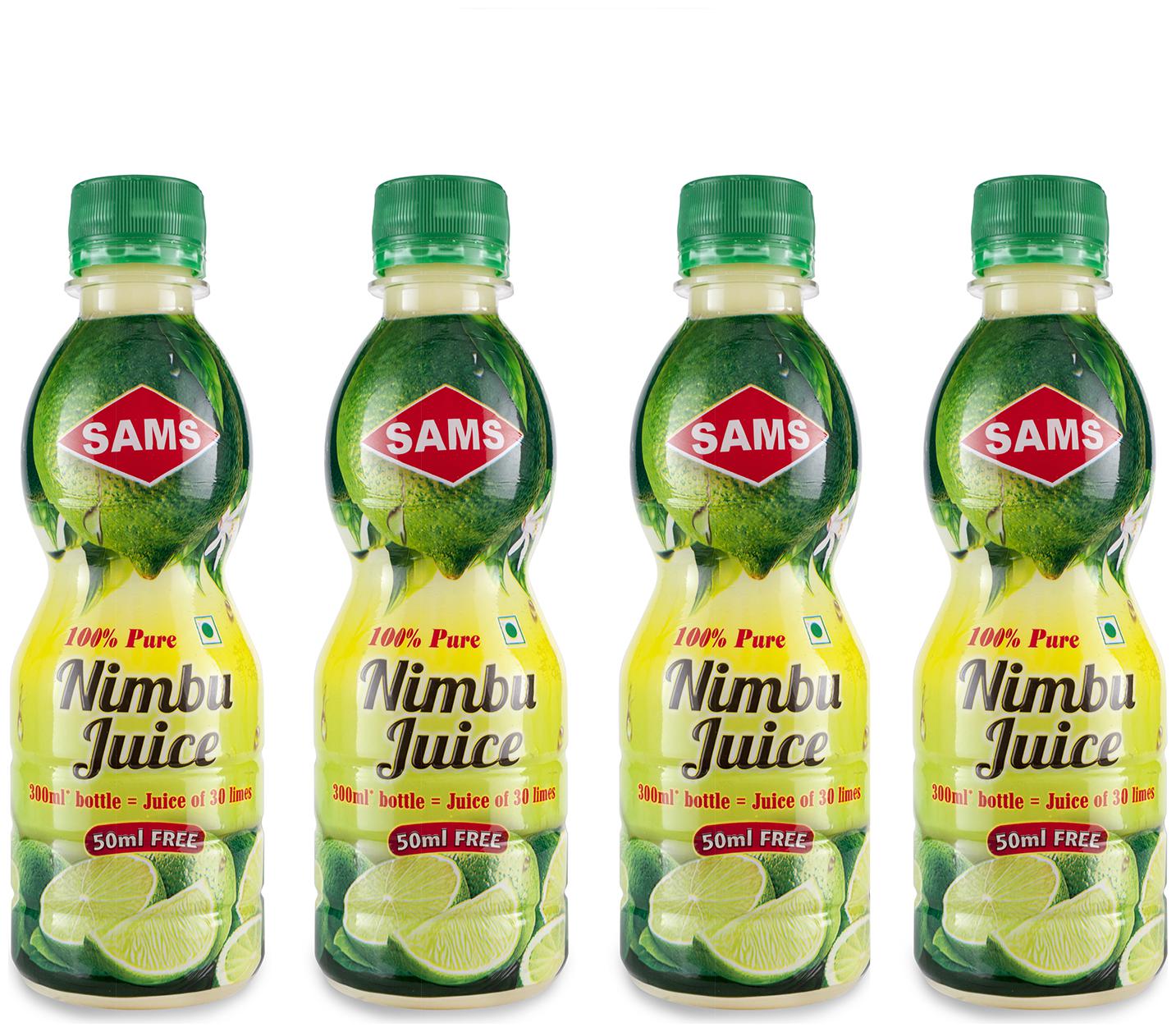 

Sams Fresh and Healthy Lemon juice Rich in Vitamin C Highly recommended in Summer to hydrate and Rejuvenate 300ml (Pack of 4)