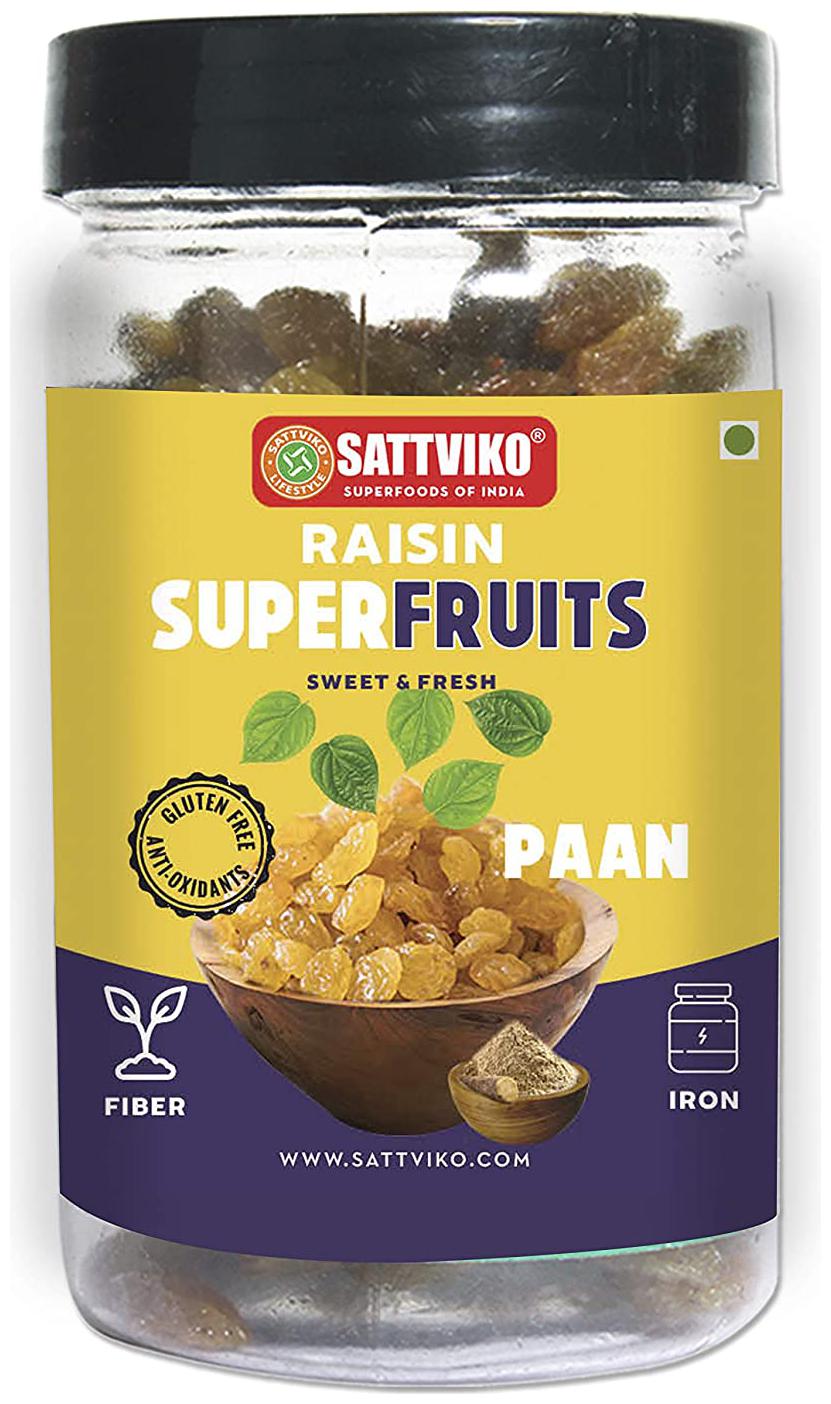 

Sattviko Superfruit Raisin Paan Flavoured 2 Jars of 100g Each Paan Raisin Premium Mouth Freshener (Pack of 2)