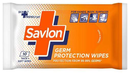 

Savlon Germ Protection Wipes - Multi-Purpose Hands Body Surfaces 10 pcs