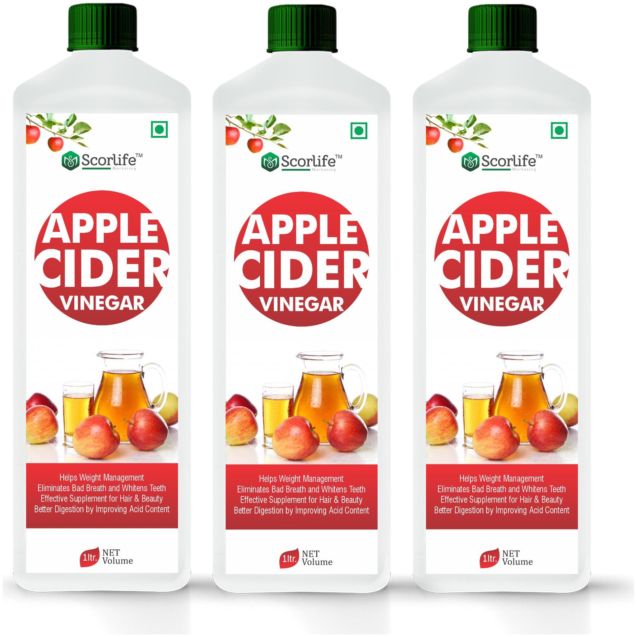 

Scorlife Apple Cider Vinegar -1L (PacK of 3)