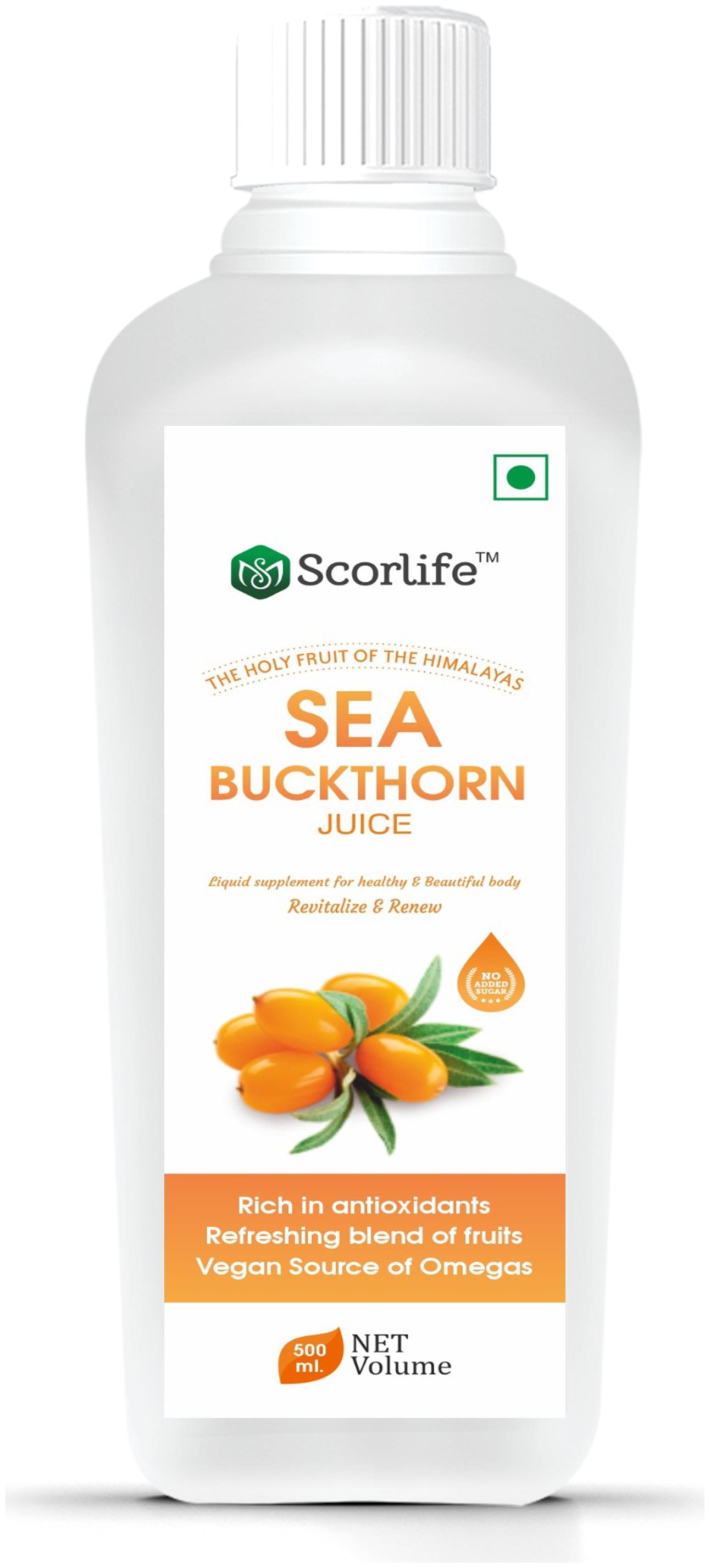 

Scorlife Sea Buckthorne Juice 500 ml Himalayan Berry Natural source of Omega 3 6 7 9 (Pack of 3)
