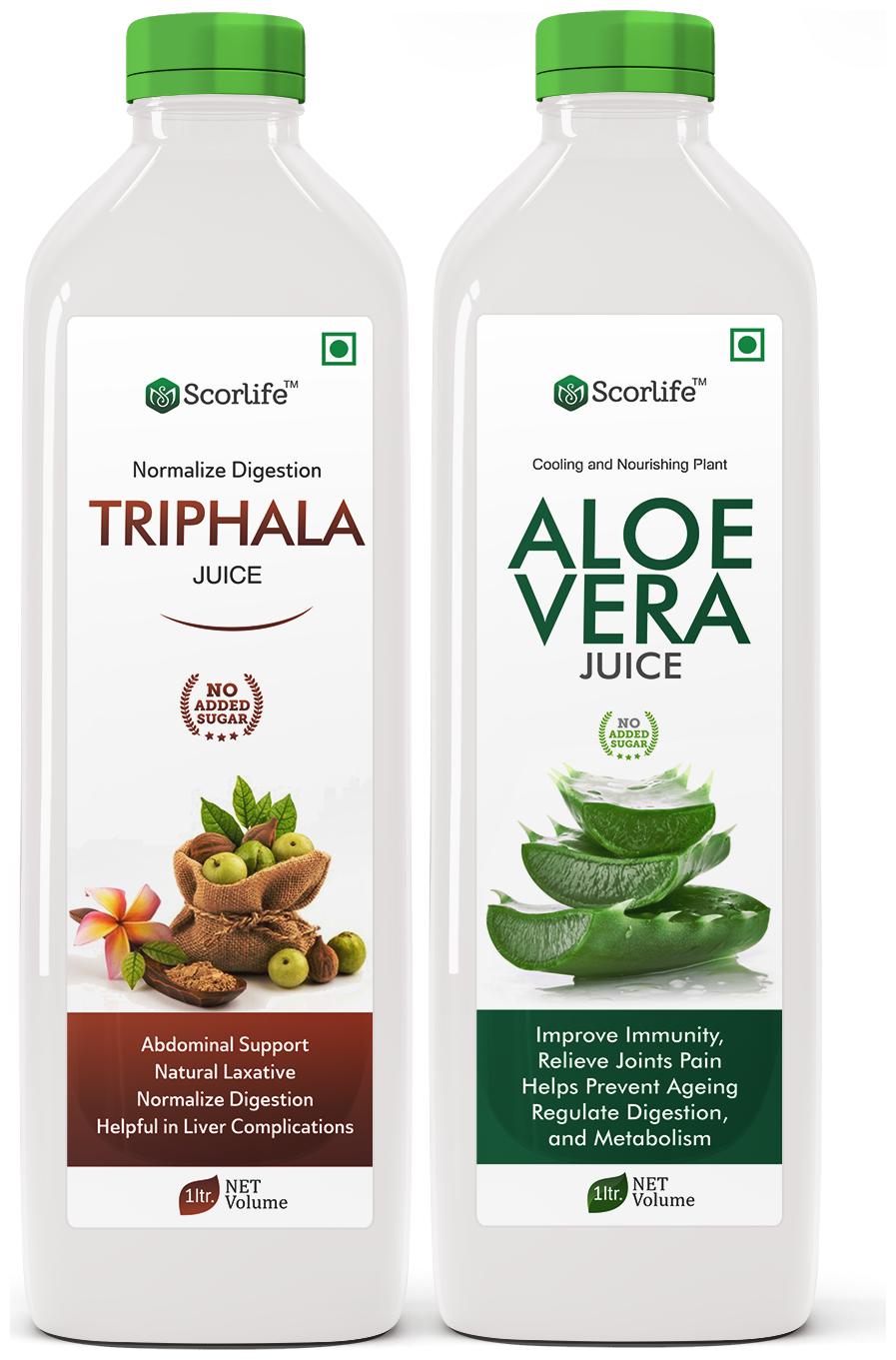 

Scorlife Triphala Juice 1L Aloevera Juice 1L (Pack of 2)