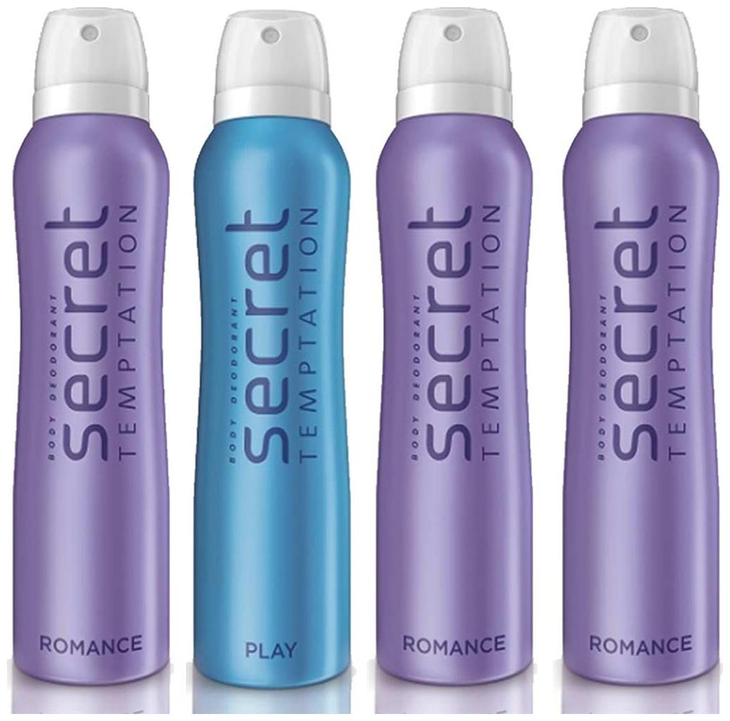 

Secret Temptation 3 Romance and 1 Play Deodorant for Women 150 ml each Pack of 4