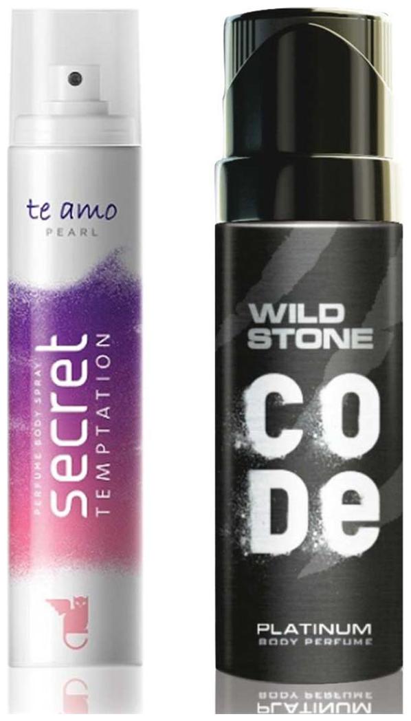 

Secret Temptation Te Amo Pearl Perfume Body Spray For Women and Wild Stone Code Platinum Perfume Body Spray (120 ml each) Pack of 2