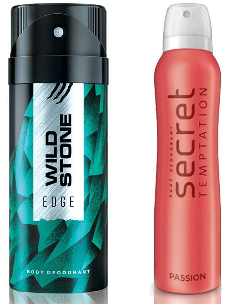 

Secret Temptation Passion Deodorant For Women and Wild Stone Edge Deodorant for Men (150 ml each) Pack of 2