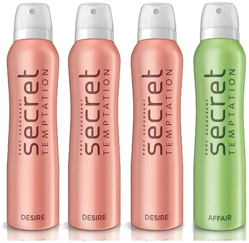 

Secret Temptation 3 Desire and 1 Affair Deodorant for Women 150 ml each Pack of 4