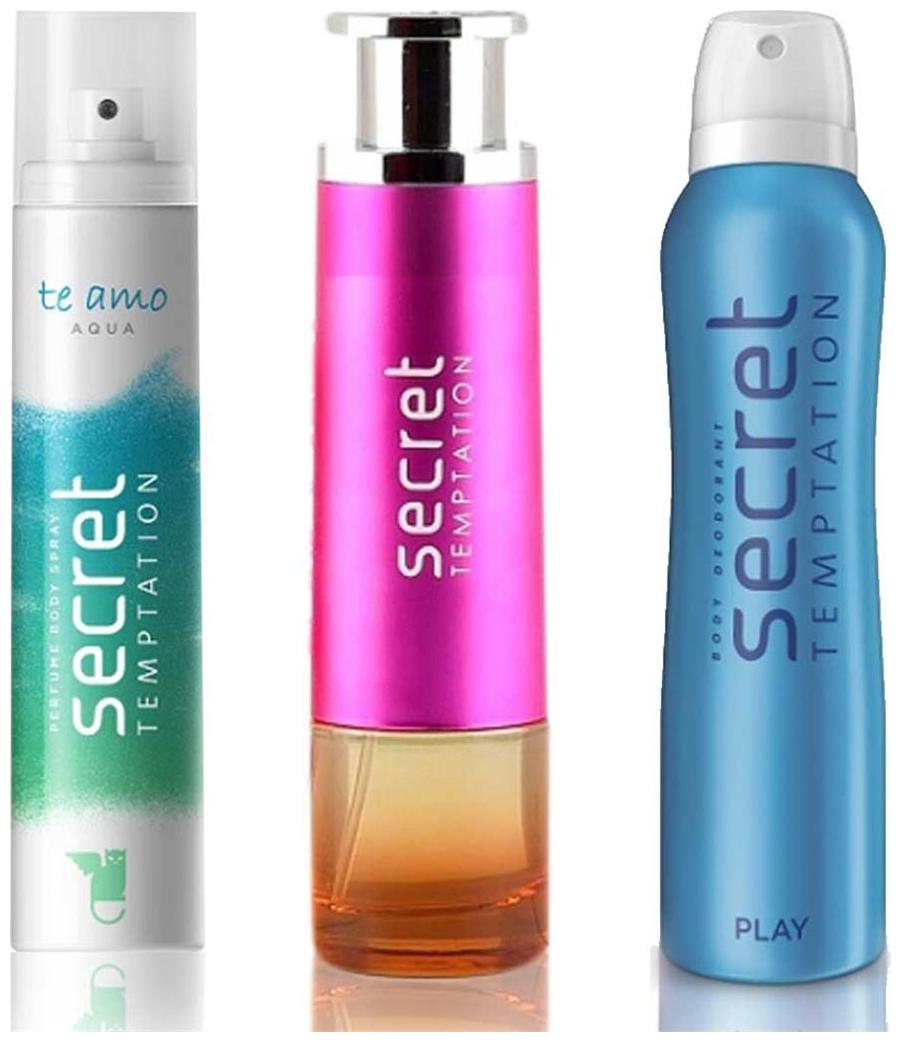 

Secret Temptation Bohemia Day Edp (100 ml) Te Amo Aqua Perfume Body Spray For Women (120 ml) and Play Deodorant For Women (150 ml)