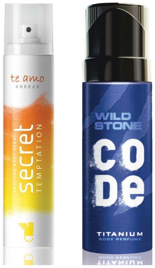 

Secret Temptation Te Amo Breeze Perfume Body Spray For Women and Wild Stone Code Titanium Perfume Body Spray (120 ml each) Pack of 2