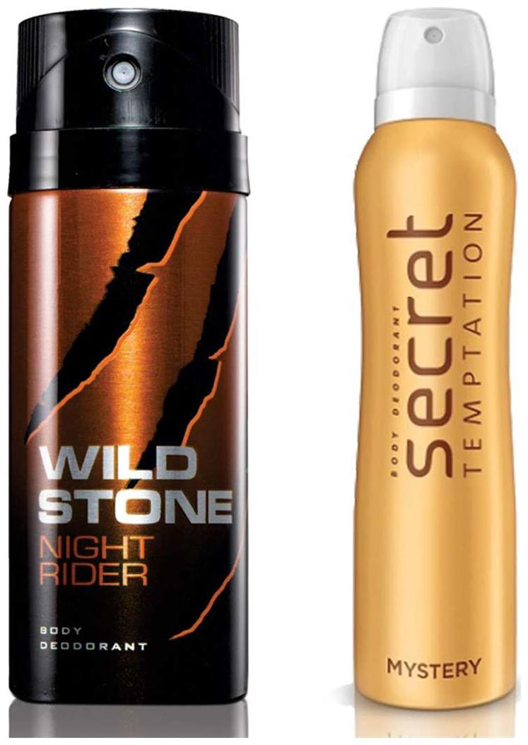 

Secret Temptation Mystery Deodorant For Women and Wild Stone Night Rider Deodorant for Men (150 ml each) Pack of 2