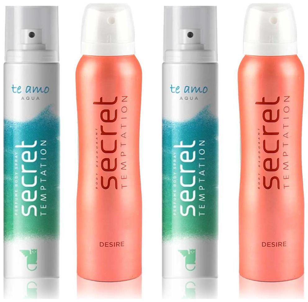 

Secret Temptation 2 Te Amo Aqua and 2 Desire Deodorant and Body Perfume for women (540 ml)
