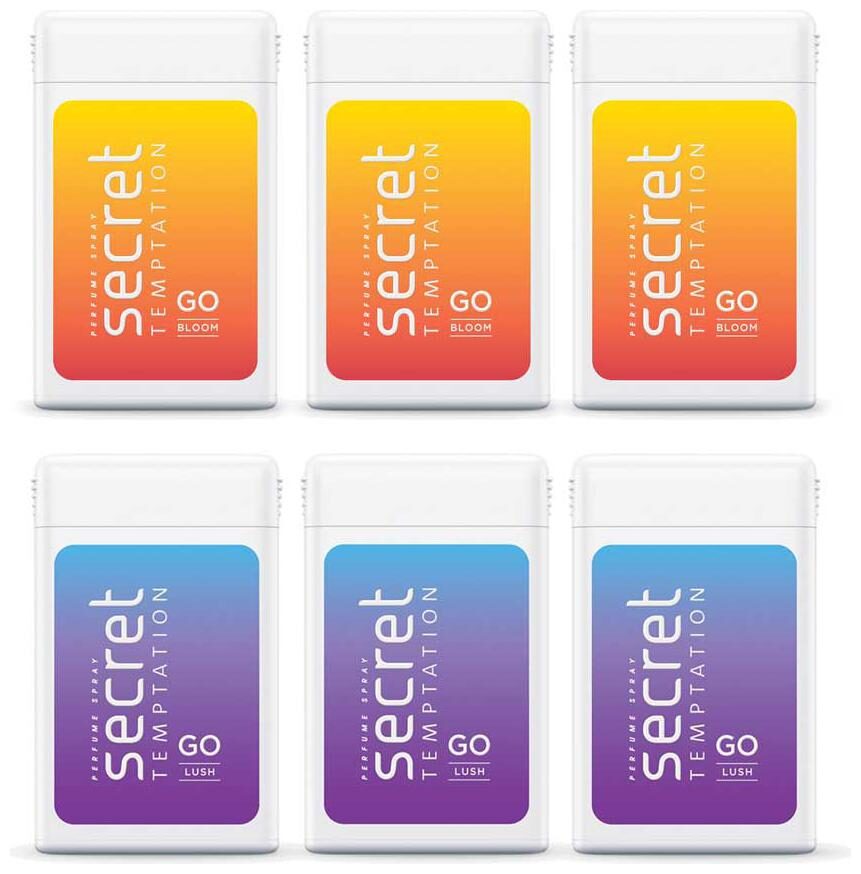 

Secret Temptation Bloom 18 ml X 3 and Lush 18 ml X 3 Pocket Perfume Combo ( Pack of 6 )