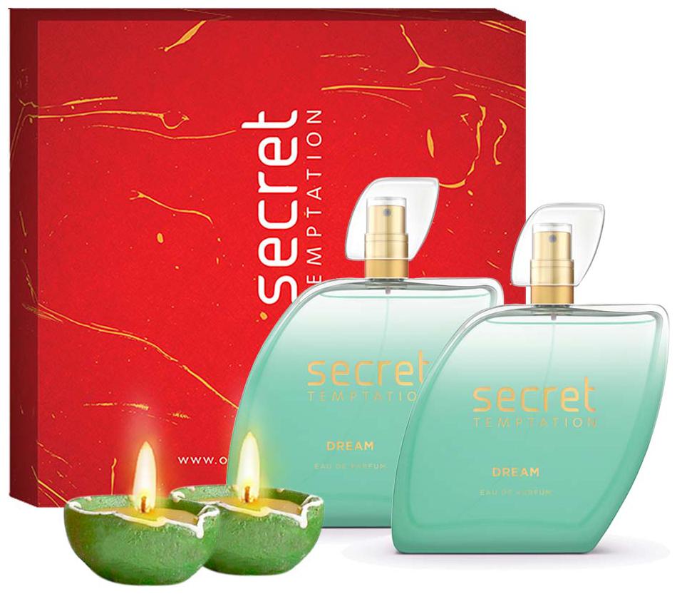 

Secret Temptation Diwali Gift Box with Dream Perfume 50mlx2 and 2 Diya) (Pack of 4)