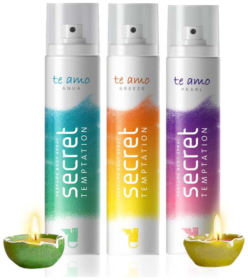 

Secret Temptation Te Amo Aqua 120ml Breeze 120ml Peral 120ml with 2 Diya)(Pack of 5)