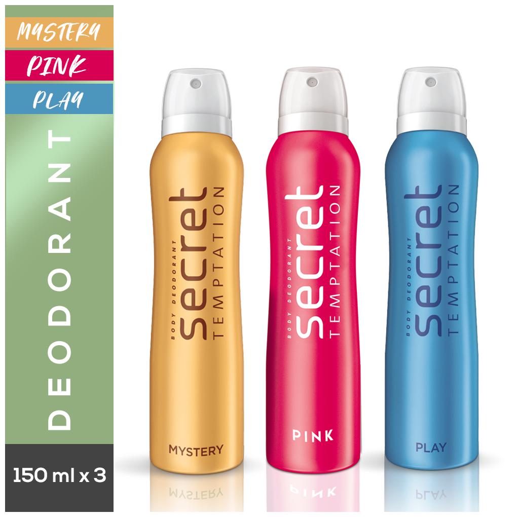 

Secret Temptation Mystery Play and Pink Deodorant for Women 150 ml ( Pack of 3 )