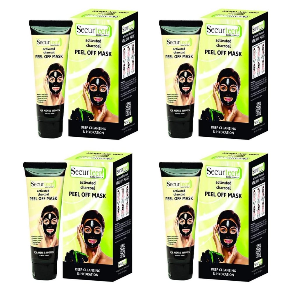 

Securteen Activated Charcoal Anti pollution Peel Off Mask to remove Blackheads dead skin 100 ml (Pack of 4)