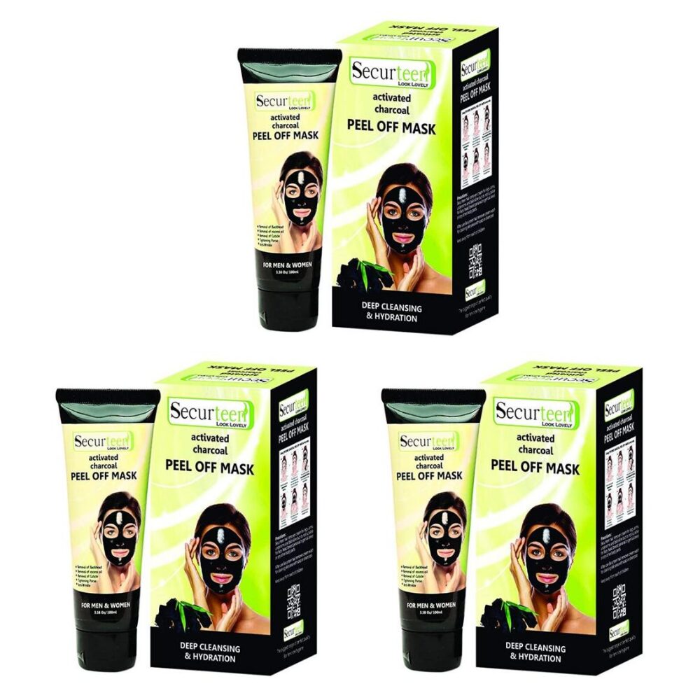 

Securteen Activated Charcoal Anti pollution Peel Off Mask to remove Blackheads dead skin 100 ml (Pack of 3)
