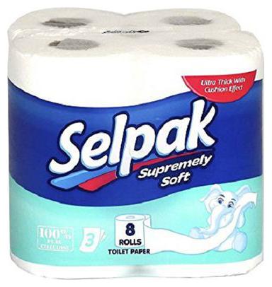 

Selpak Imported Toilet Tissue Paper - Supremely Soft Plain 3Ply 8 Rolls