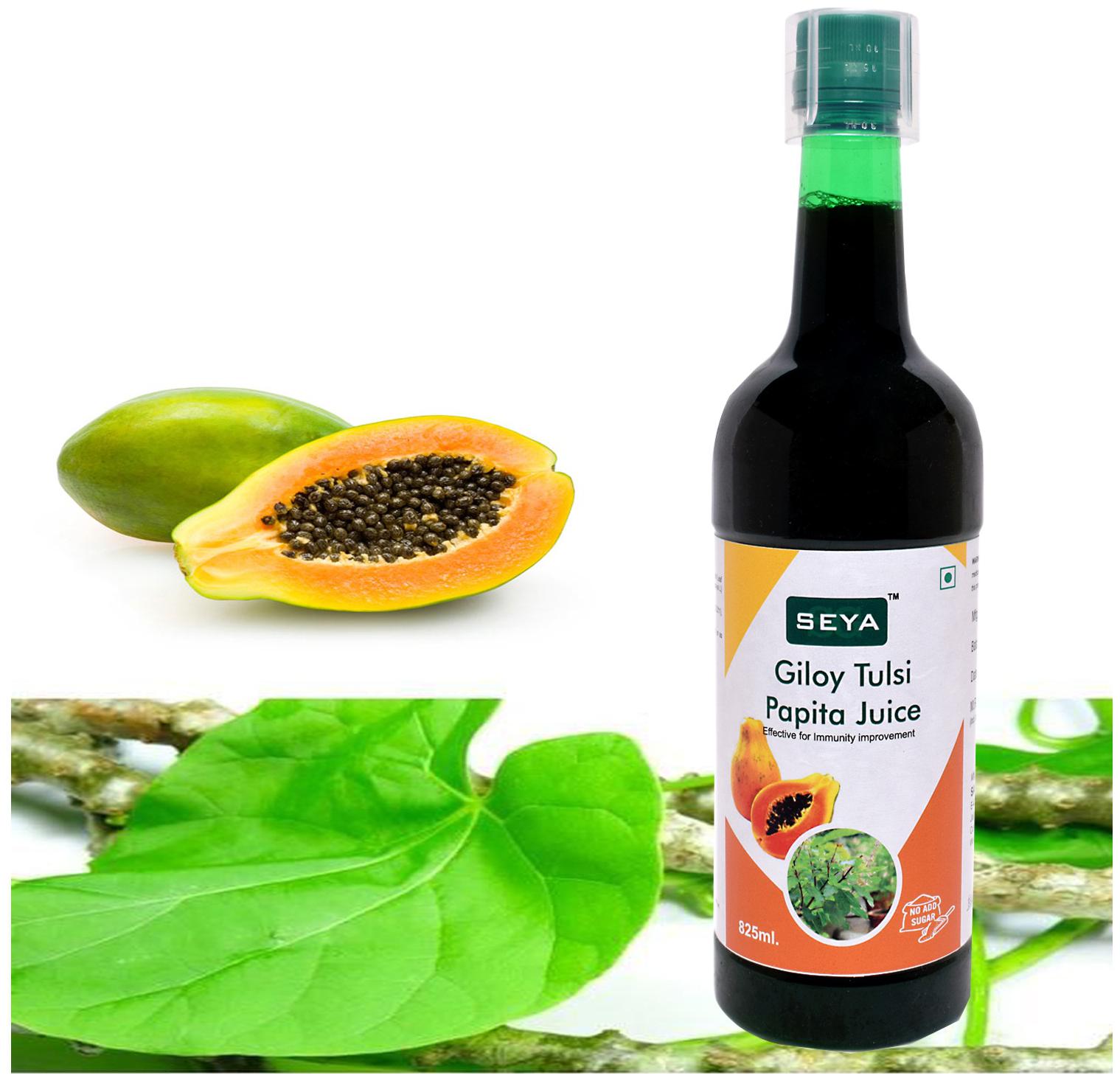 

Seya Giloy Tulsi Papita Juice 825ml Immunity Immunity Booster