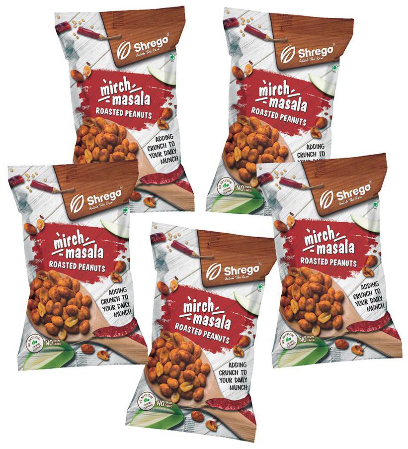 

Shrego Mirch Masala Roasted Peanuts Pack Of 5 (140 g X 5) 700 g