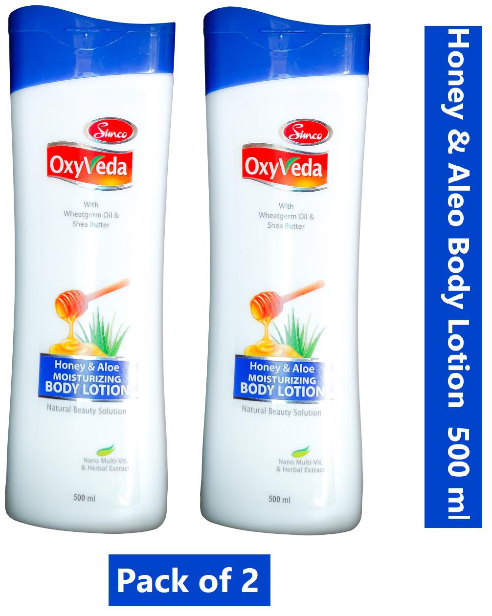

Simco Oxyveda Honey Aleo Body Lotion 500 ml (Pack of 2