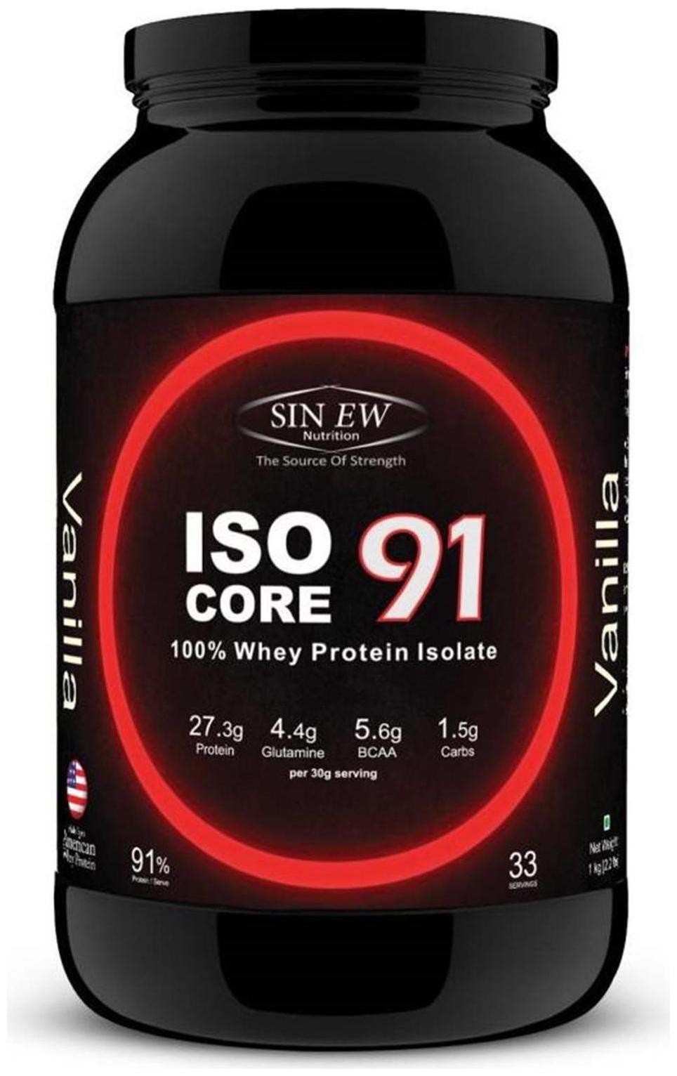 

Sinew Nutrition Isocore 91 - 100 Whey Protein Isolate - 0 99 kg (2 2 lb) (Vanilla Flavor)
