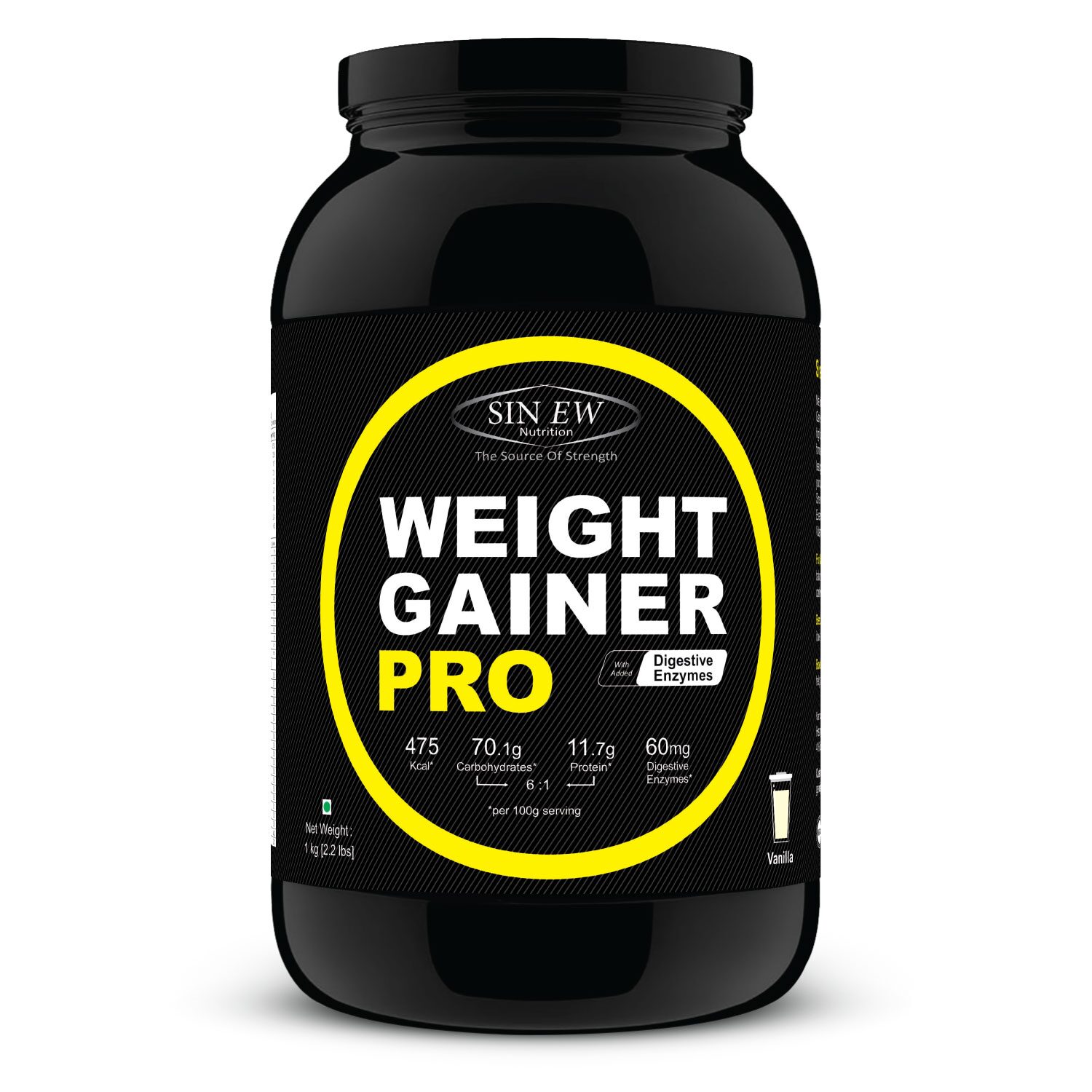 

Sinew Nutrition Weight Gainer Pro With Digestive Enzymes Vanilla 1 kg