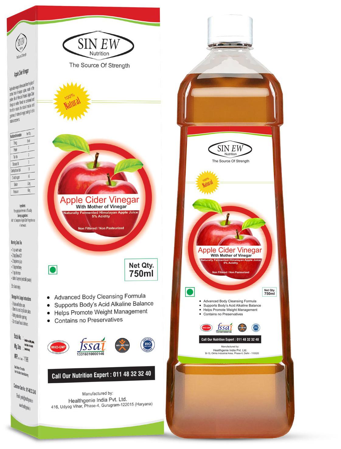 

Sinew Nutrition Raw Apple Cider Vinegar (Unfiltered Unpasteurised) With Strands of Mother 750 ml