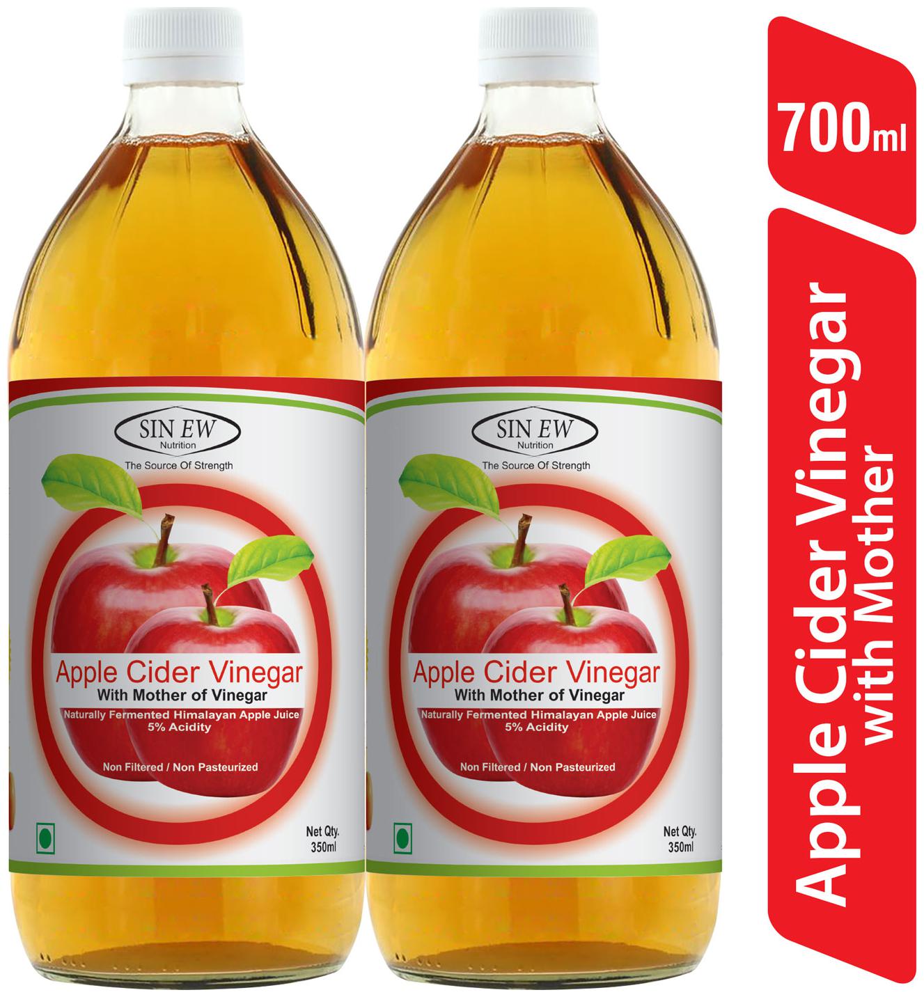 

Sinew Nutrition Raw Apple Cider Vinegar (Unfiltered Unpasteurised) With Strands of Mother 350 ml Pack of 2