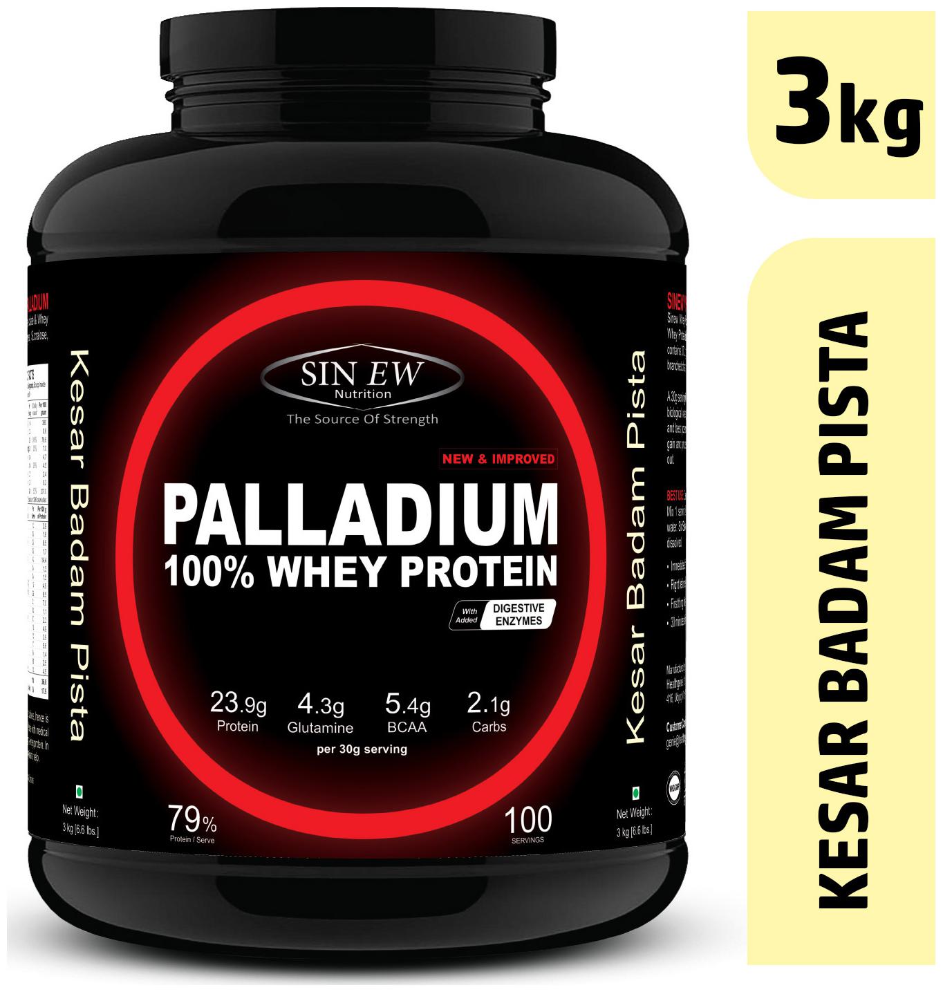 

Sinew Nutrition Palladium Whey Protein With Digestive Enzymes 3kg (Kesar Pista Badam)