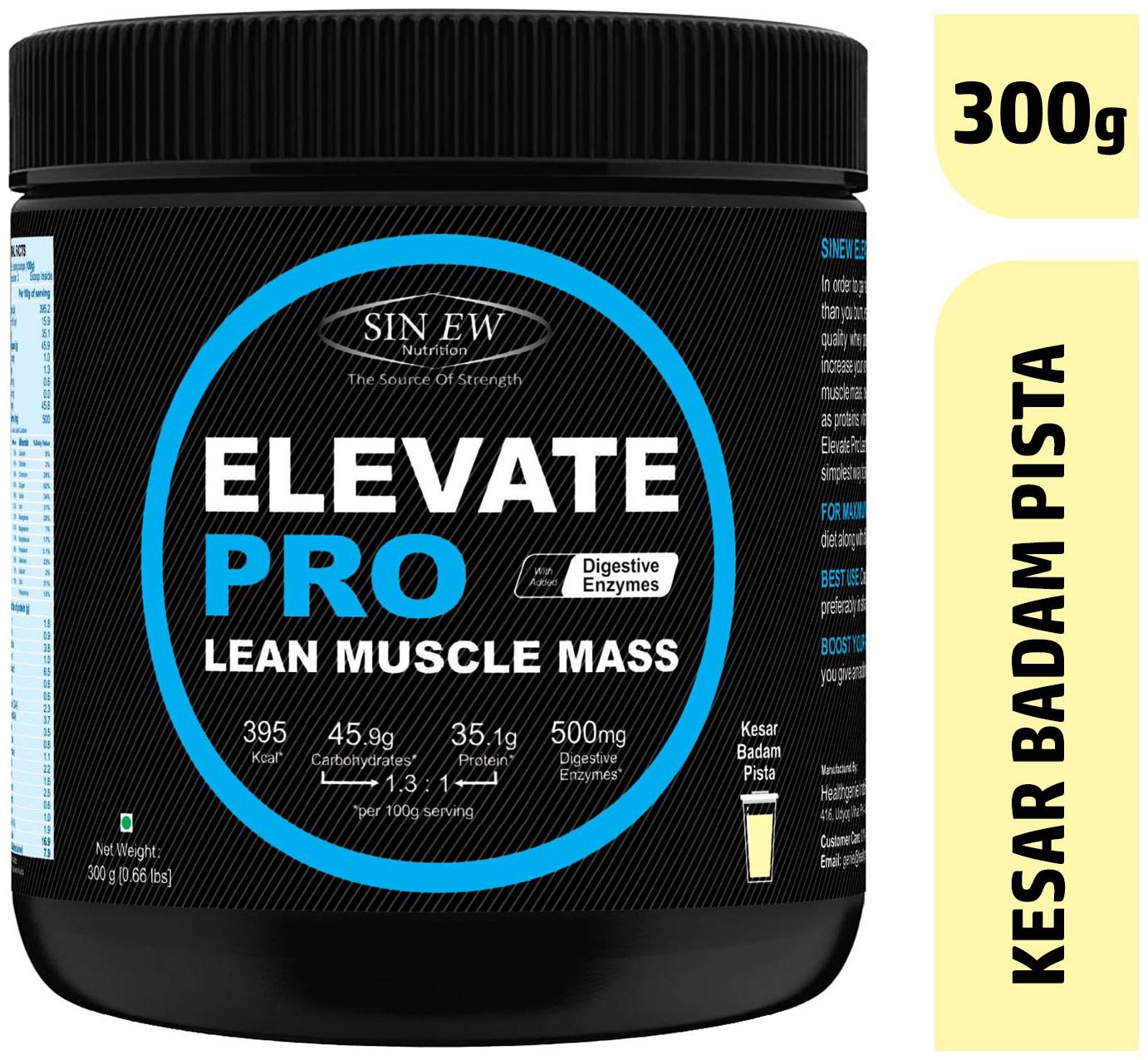

Sinew Nutrition Elevate Pro With Digestive Enzymes 300 g Mass Gainer Powder Kesar Badam Pista