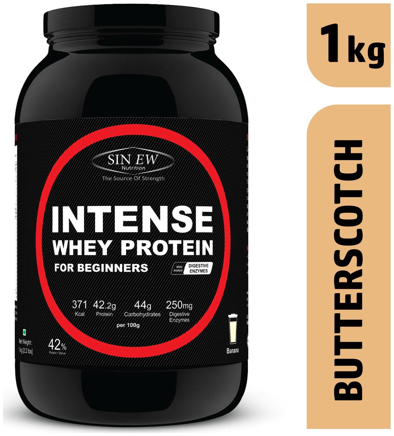

Sinew Nutrition Intense Whey Protein For Beginner s With Digestive Enzymes Protein Supplement - Butterscotch Flavour 1 kg