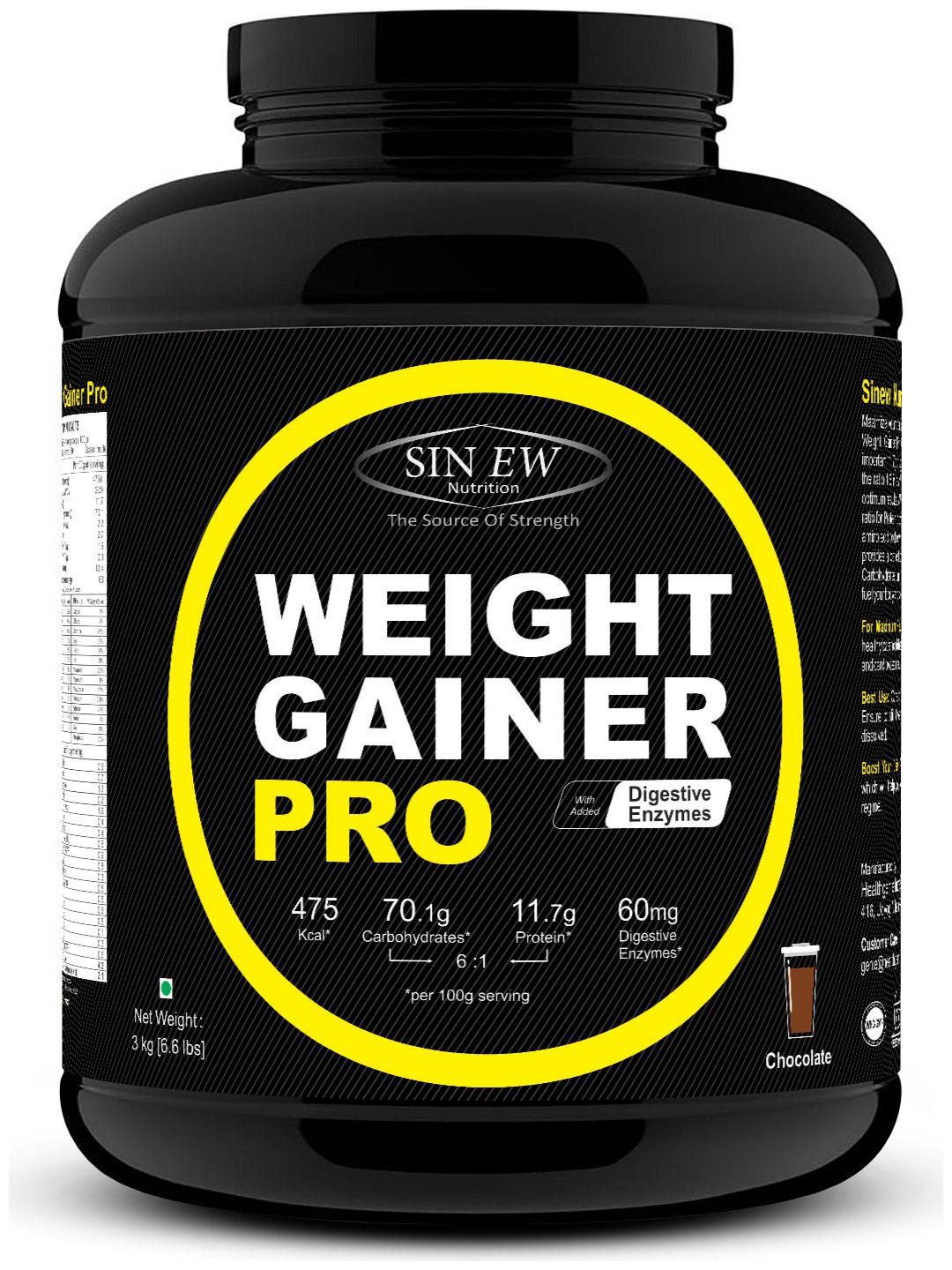 

Sinew Nutrition Weight Gainer Pro With Digestive Enzymes Chocolate 3 kg