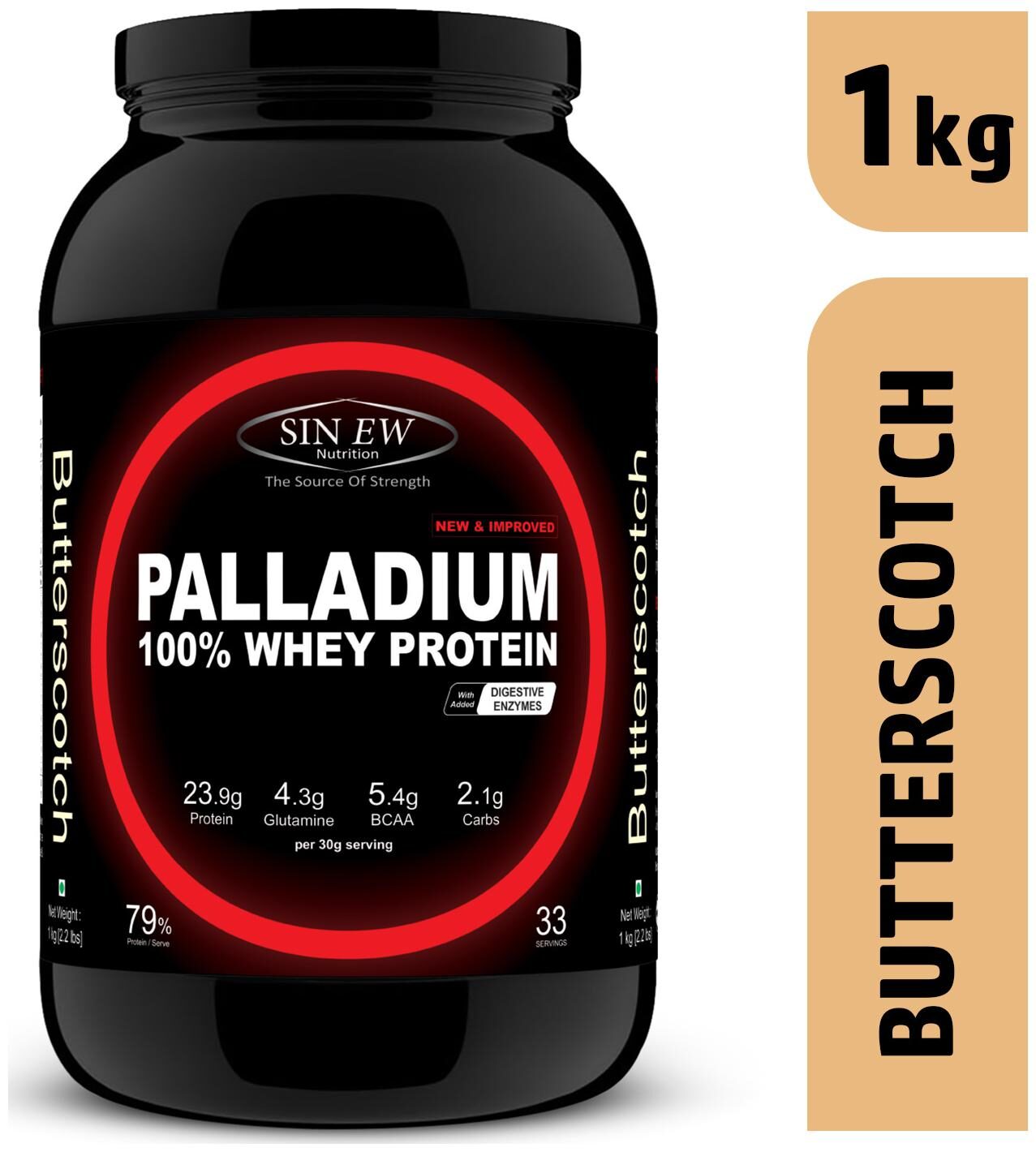 

Sinew Nutrition Palladium Whey Protein With Digestive Enzymes 1kg (Buttersctoch)