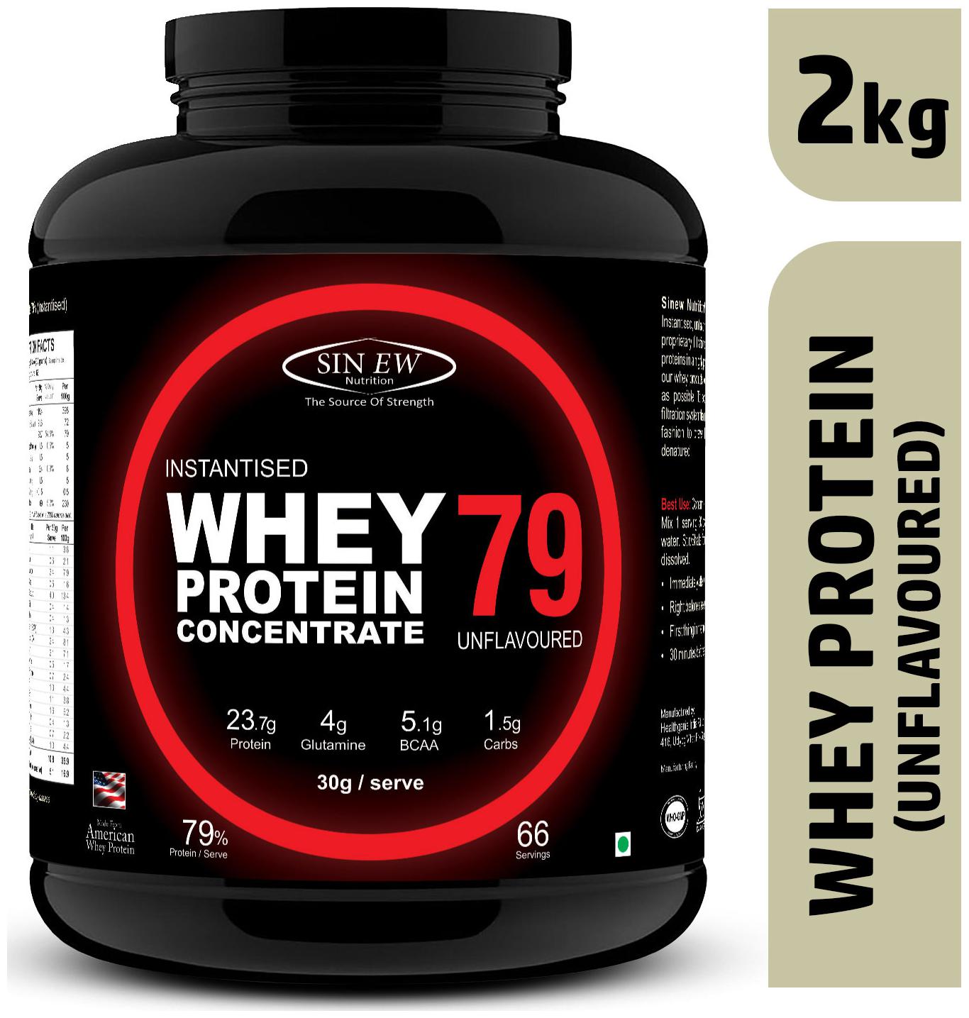 

Sinew Nutrition Instantised Whey Protein Concentrate 79 Raw Unflavoured 2 kg (66 Servings) Supplement Powder