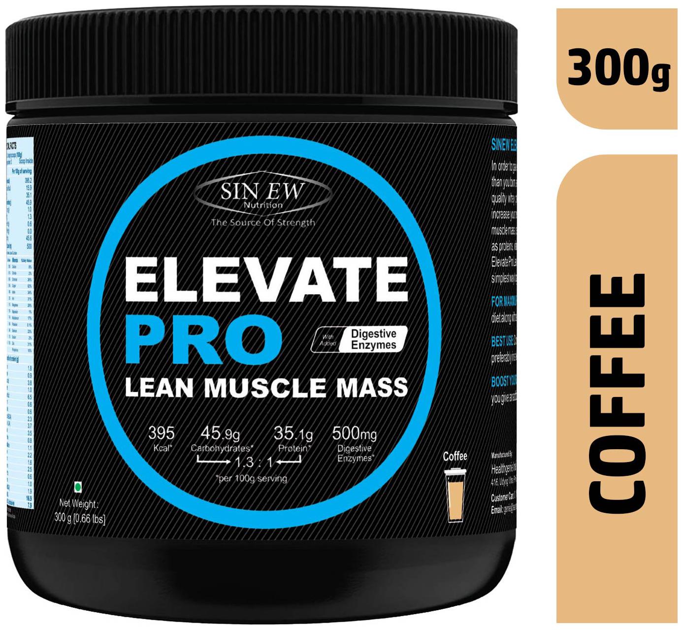 

Sinew Nutrition Elevate Pro With Digestive Enzymes 300 g Mass Gainer Powder Coffee
