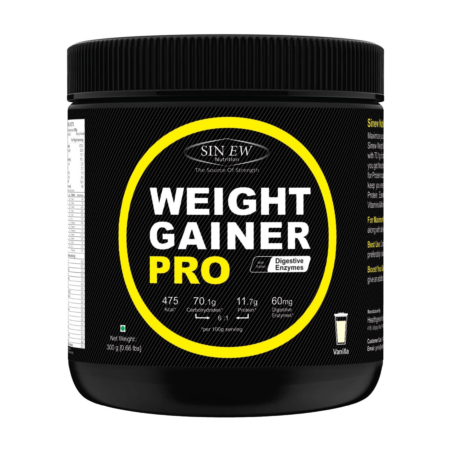 

Sinew Nutrition Weight Gainer Pro with Digestive Enzymes Vanilla 300 g