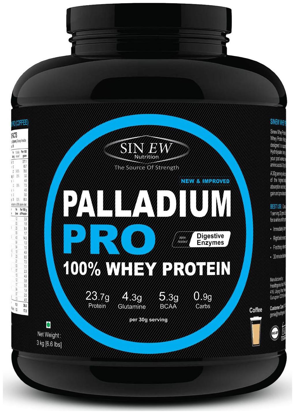 

Sinew Nutrition Palladium Pro Whey Protein With Digestive Enzymes 3 kg (Coffee Flavour)