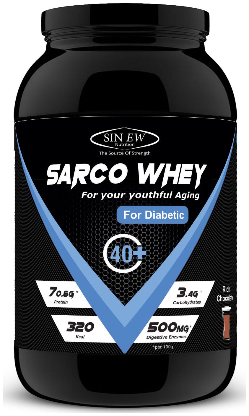 

Sinew Nutrition Sarco Whey Protein with Digestive Enzymes For Diabetic (Rich Chocolate) 1 kg