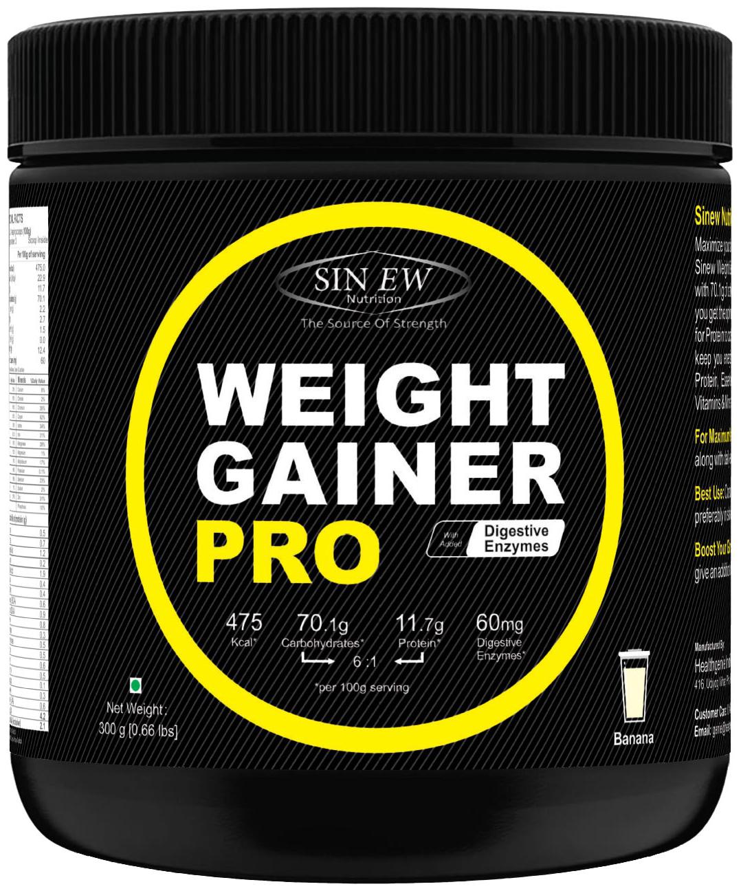 

Sinew Nutrition Weight Gainer Pro with Digestive Enzymes Banana 300 g