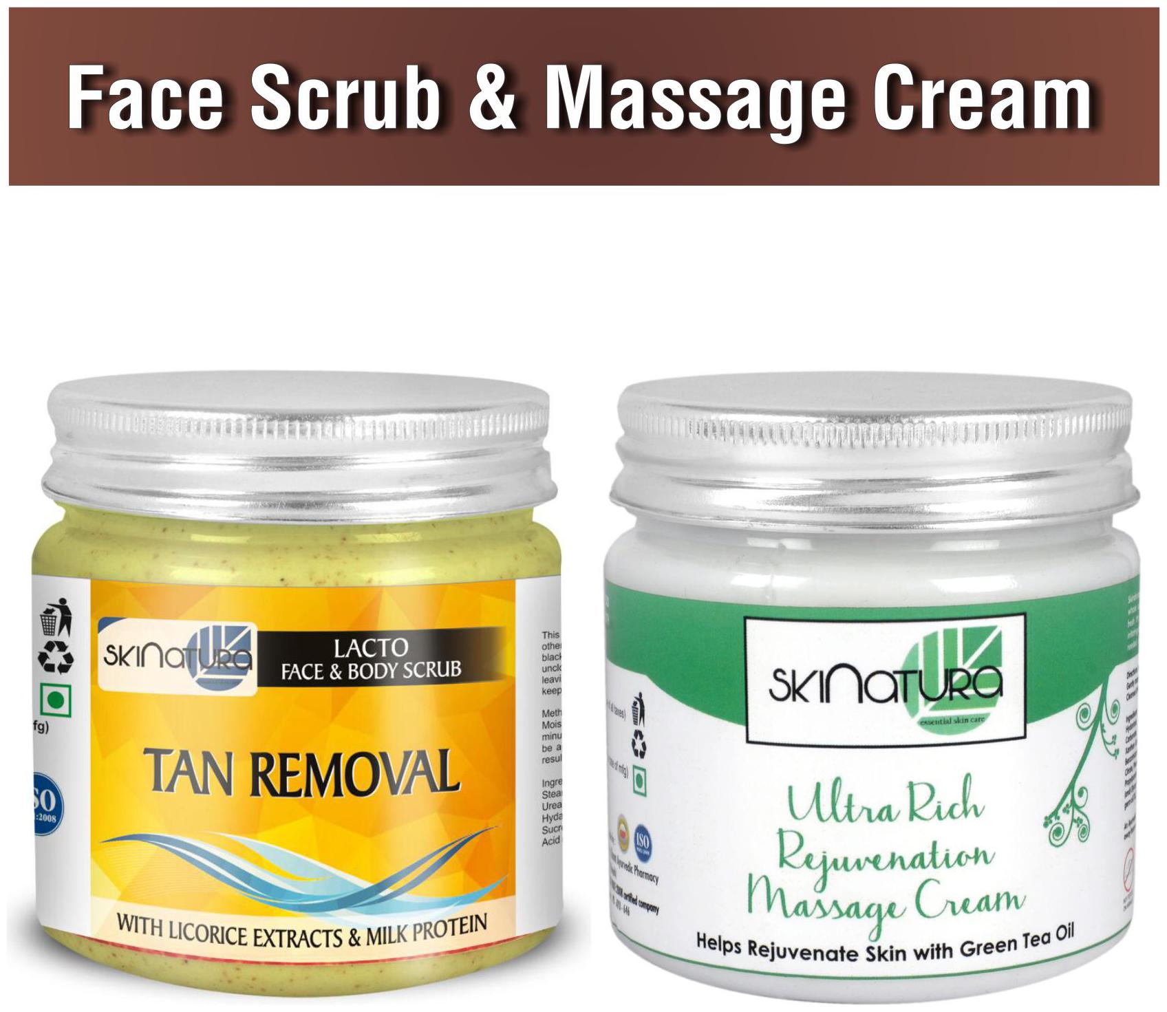 

Skinatura Lacto Tan Removal Scrub -200ml Ultra Rich Massage Cream -200ml (Pack of 2)
